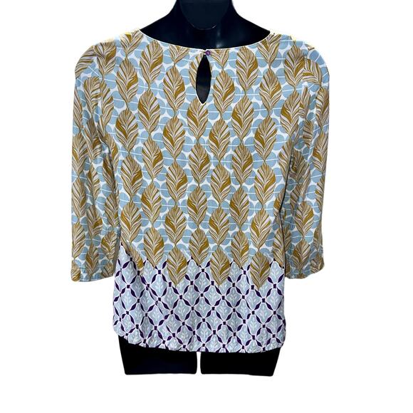 White Stuff Cordelia Top Multi Pattern Lightweight Quarter Sleeve Pull Over UK14 - Picture 3 of 7